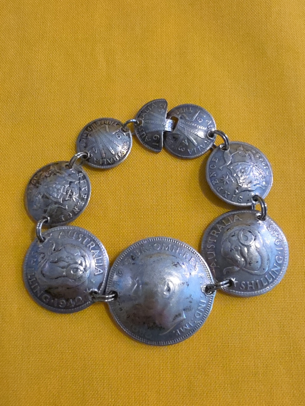 World War II Trench Art ▪︎ Silver Australian Coins "Sweetheart Bracelet" 🪖🎖